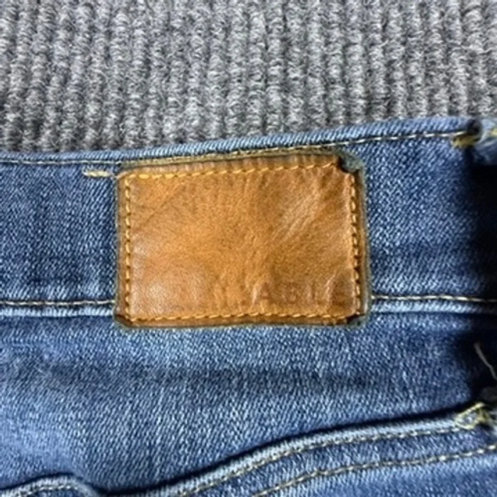ABLE The High Rise Skinny Jeans Blue Distressed Raw Hem Women Size 26